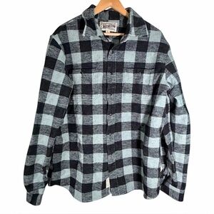 Schott Bros Button Down Heavy Flannel Shirt Black Gray Buffalo Plaid Men’s XXL